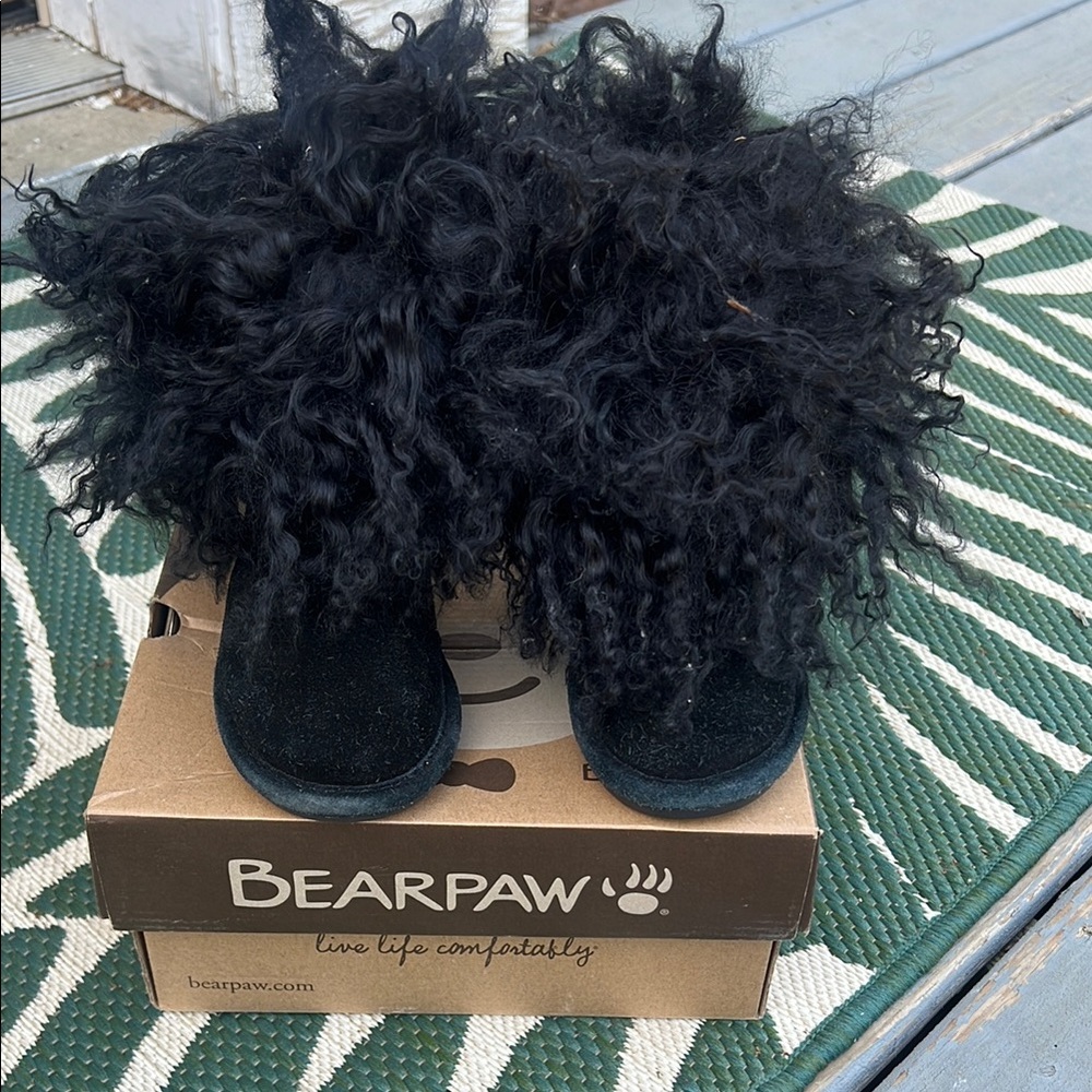 Bearpaw Black Kids Furry Boots